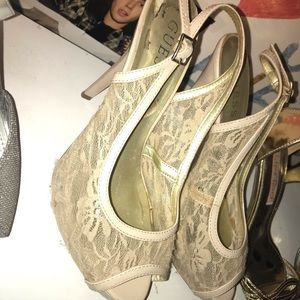 Nude lace heels